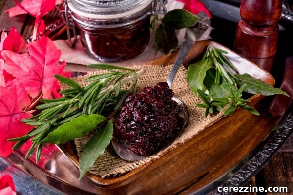 Over a Dozen Cranberry Canning Recipes 10 Homemade cranberry chutney in a jar, showcasing its rich texture and color
