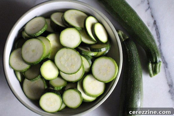 Sliced zucchini for pickles
