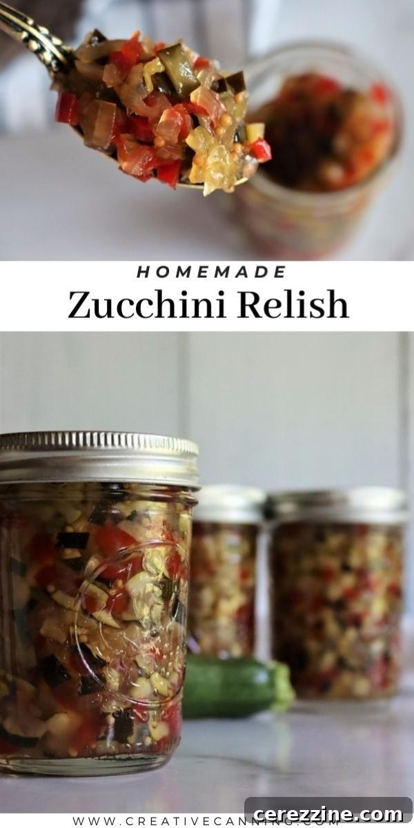 Several jars of homemade zucchini relish on a shelf