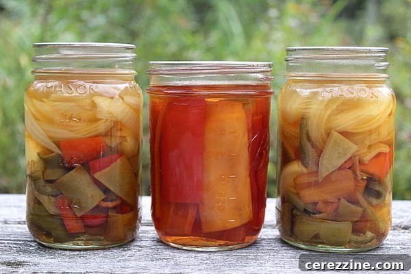 Fifty Varied Pickle Recipes From Asparagus To Zucchini 21 Glass jars filled with various pickled peppers, including jalapeños and banana peppers.