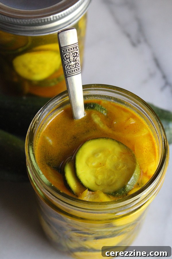 Fifty Varied Pickle Recipes From Asparagus To Zucchini 25 Slices of pickled courgette or zucchini in a glass jar.