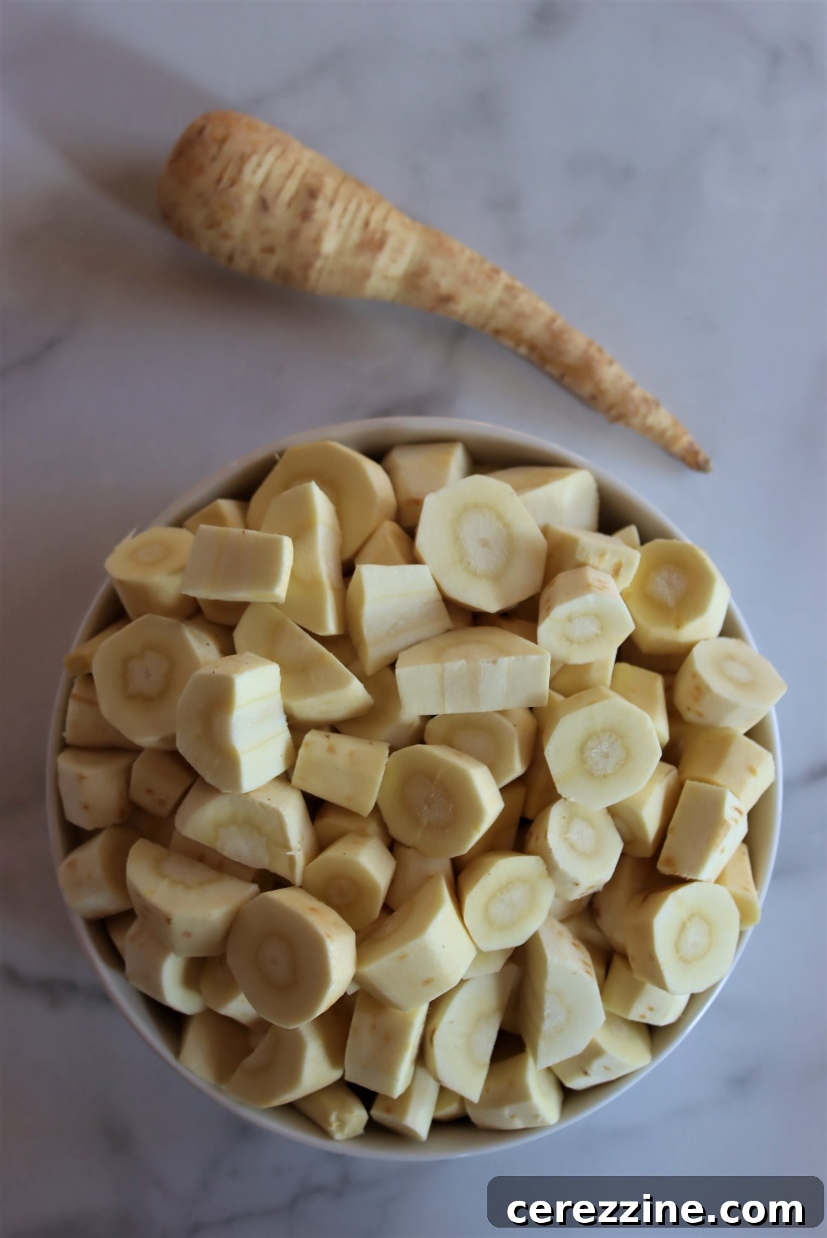 Peeled and Chopped Parsnips