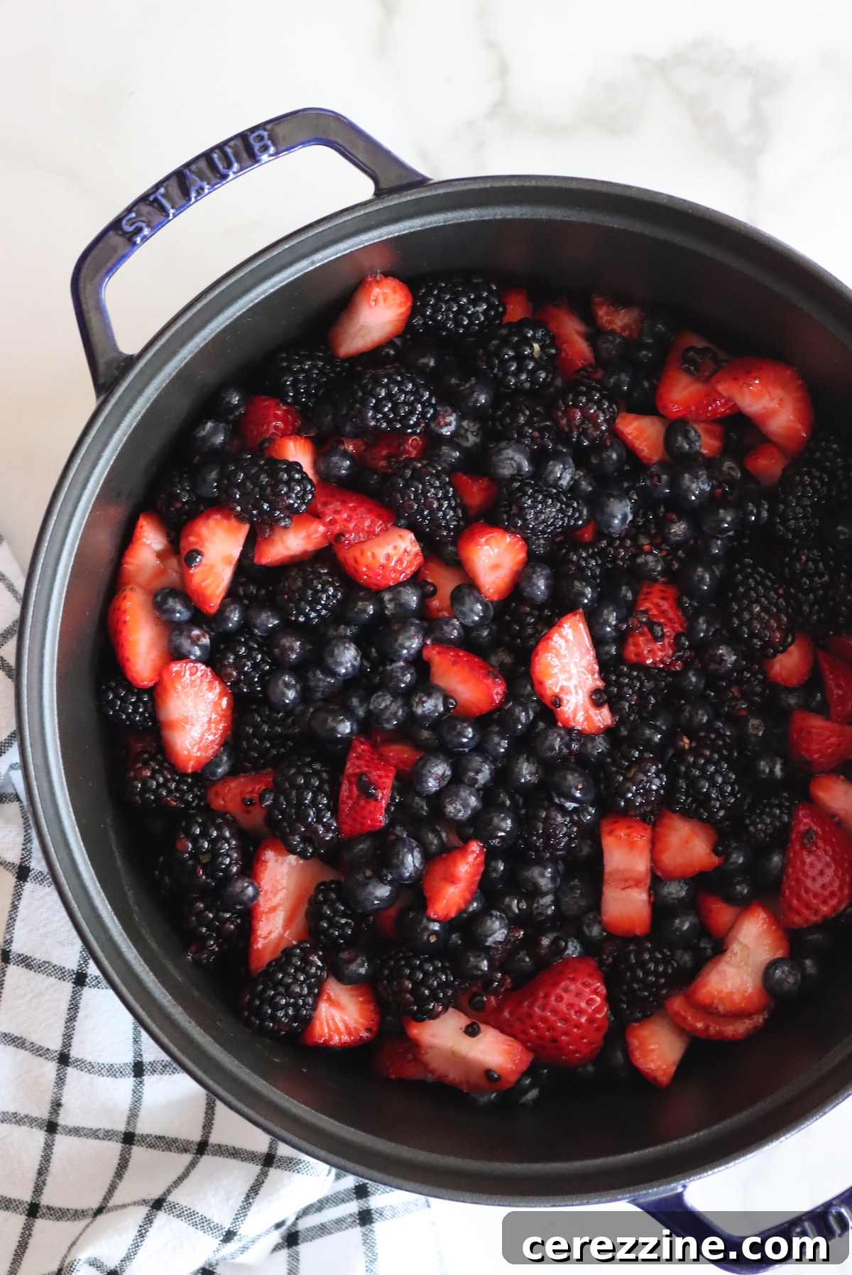Mastering the Art of Any Berry Jam 4 Five Pounds of Mixed Berries for Jam in a Pot Before Mashing