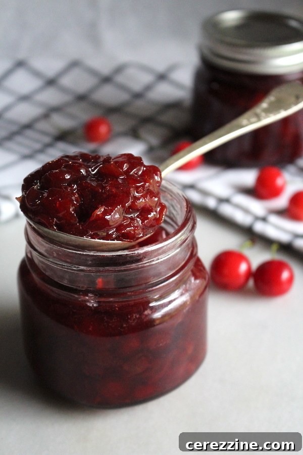 Homemade Cherry Jam in a Jar