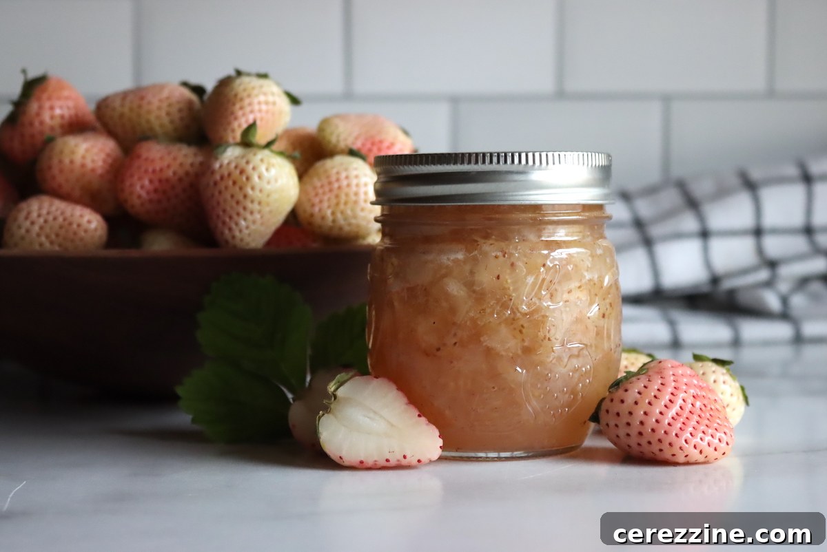 Homemade Pineberry Jam in jars