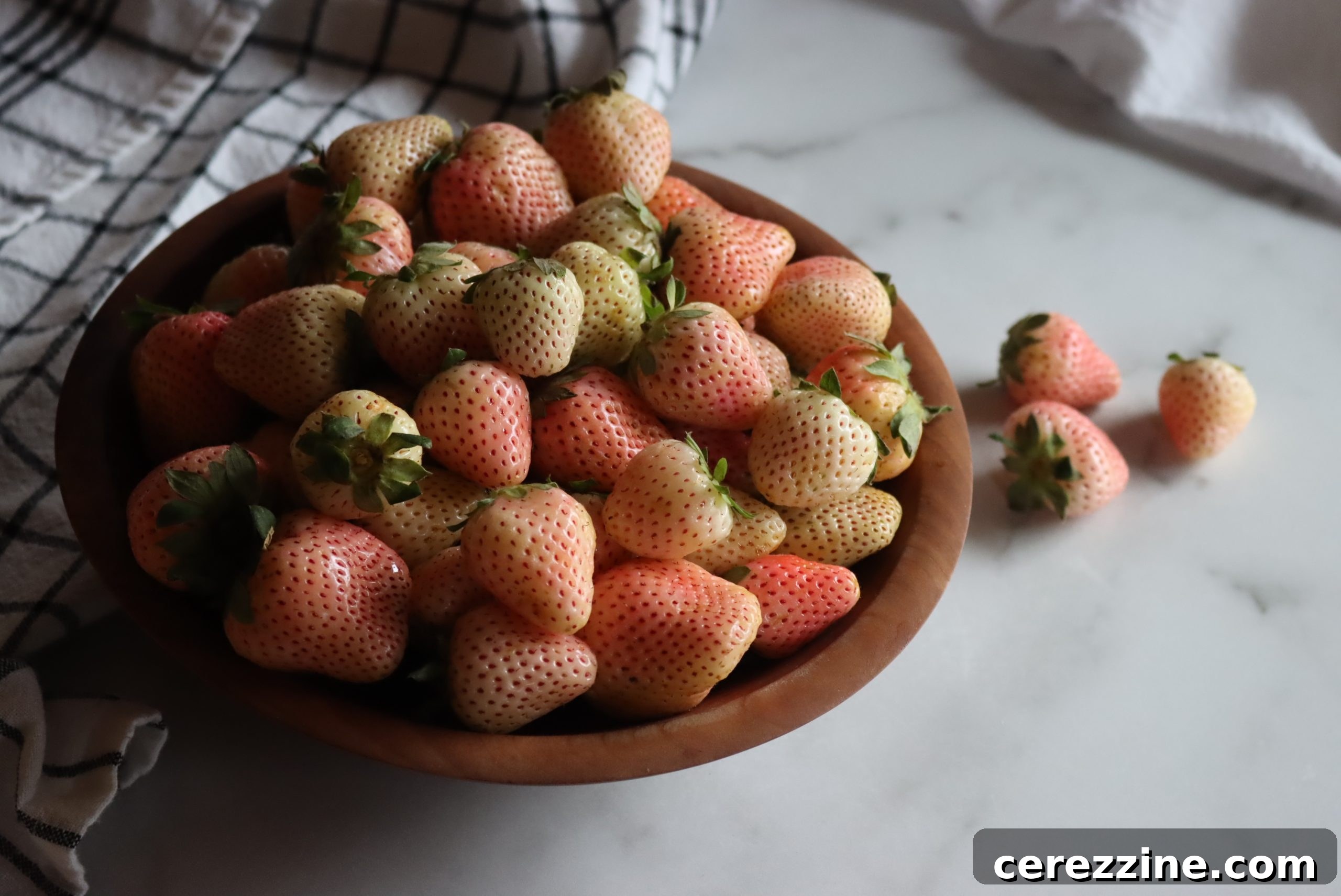 Fresh Pineberries ready for jam making