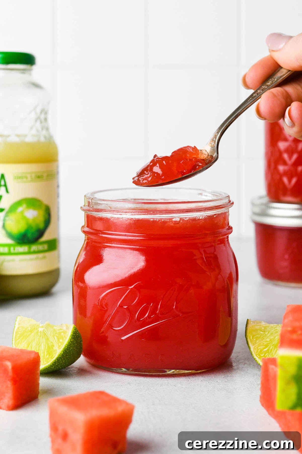 Homemade Watermelon Jelly in a Jar