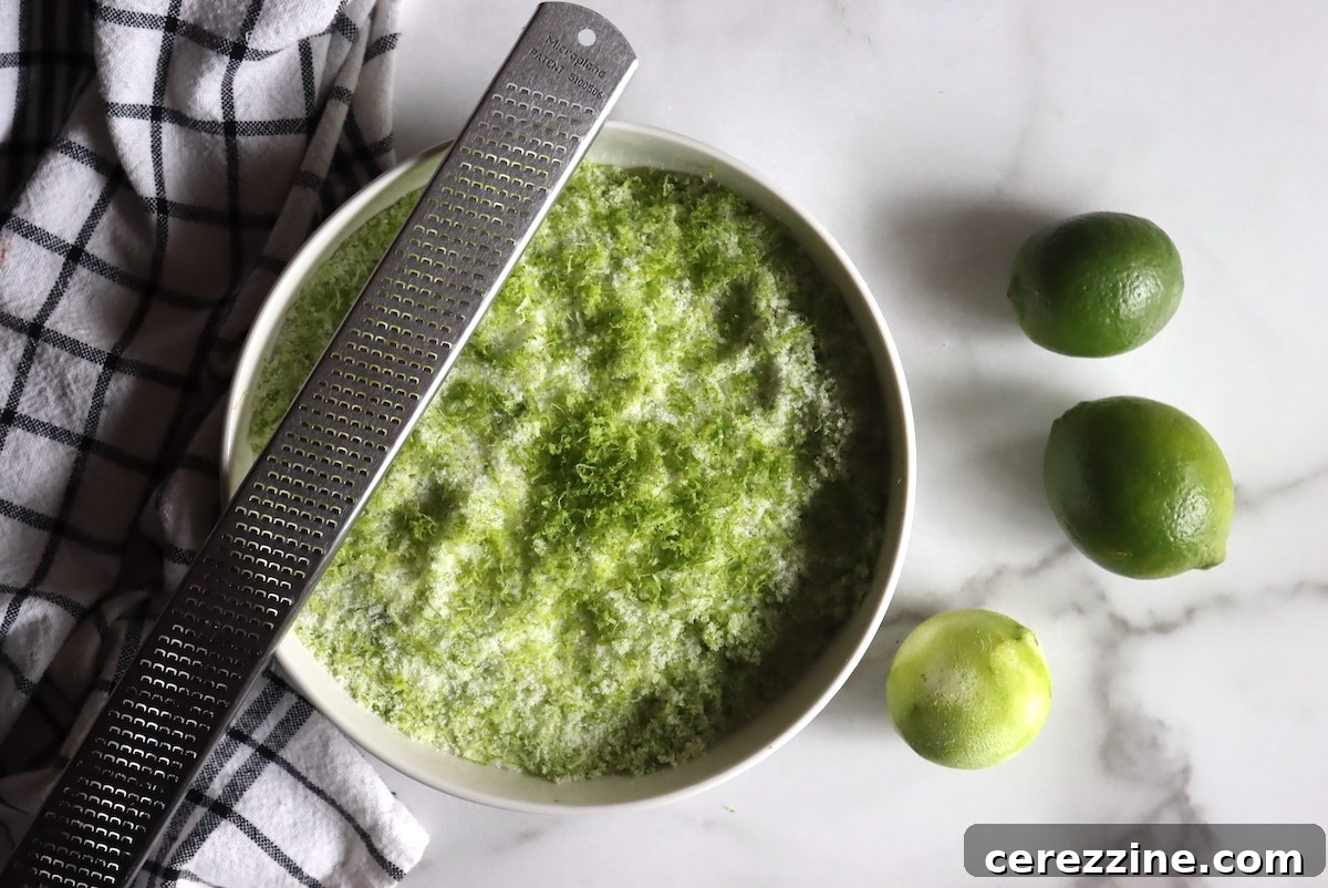 Homemade Canned Limeade and Concentrate 4 Lime zest being added to sugar