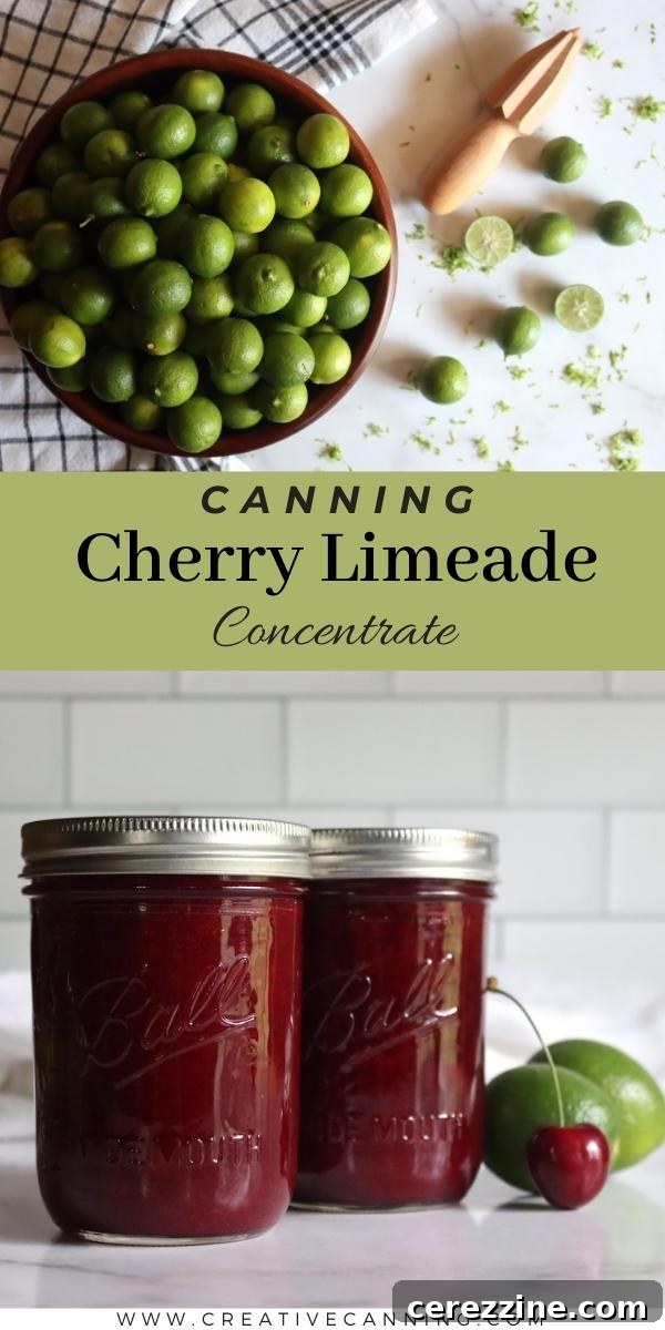 Finished Canned Cherry Limeade Concentrate Jars