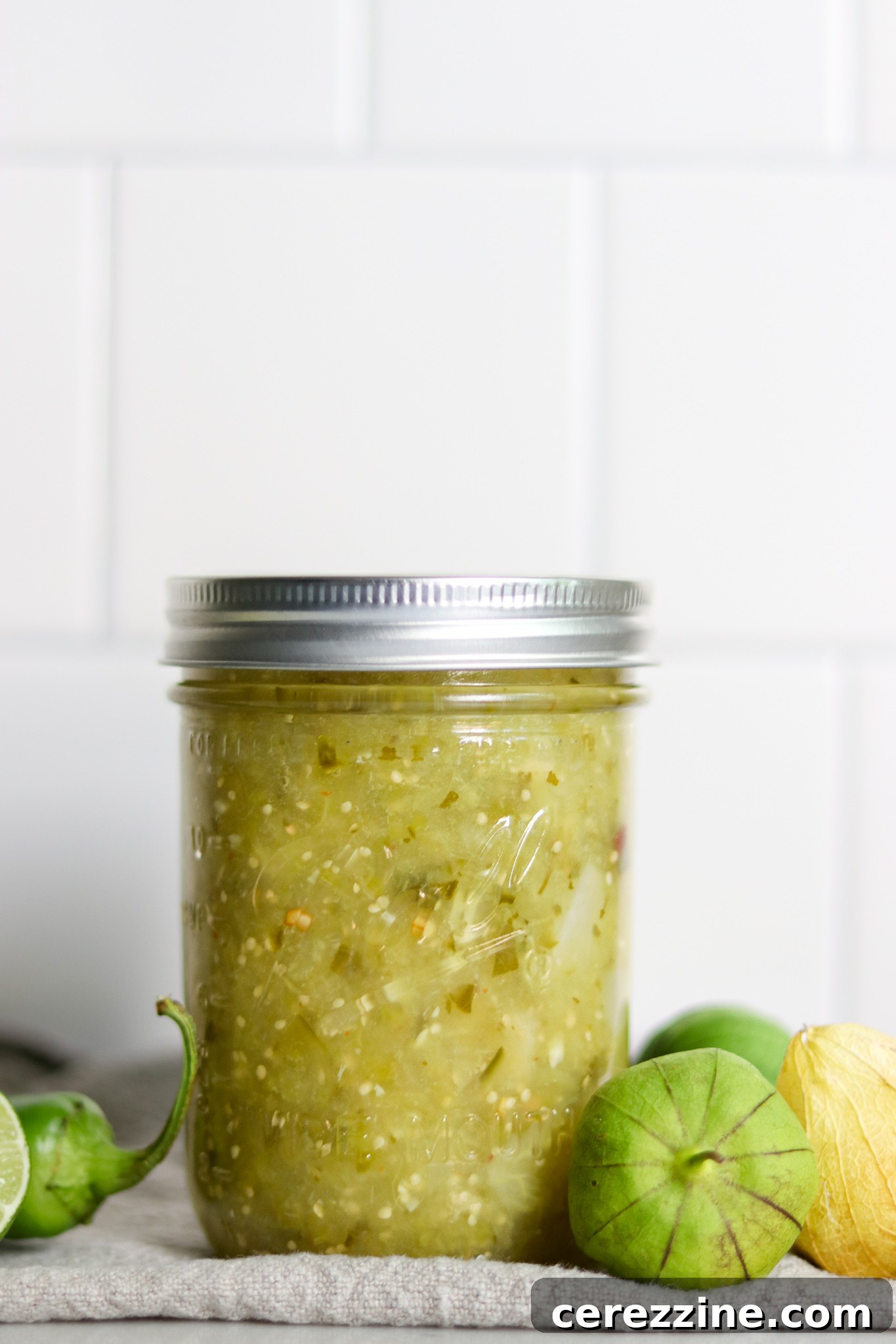 Canning Tomatillo Salsa Jars in a Water Bath Canner