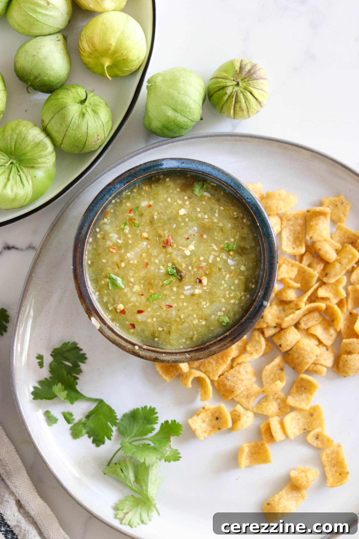 Serving Fresh Tomatillo Salsa with Chips