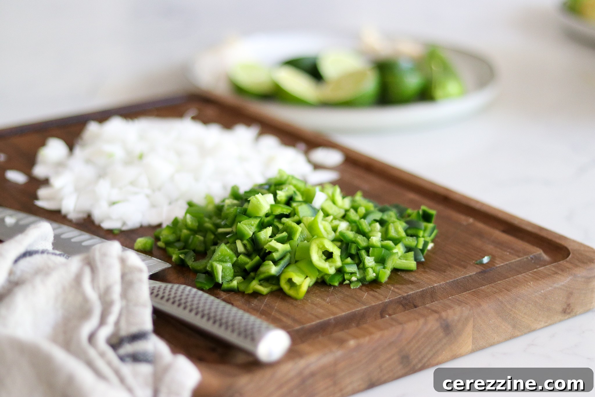 Tomatillo Salsa Ingredients - Chopped Peppers