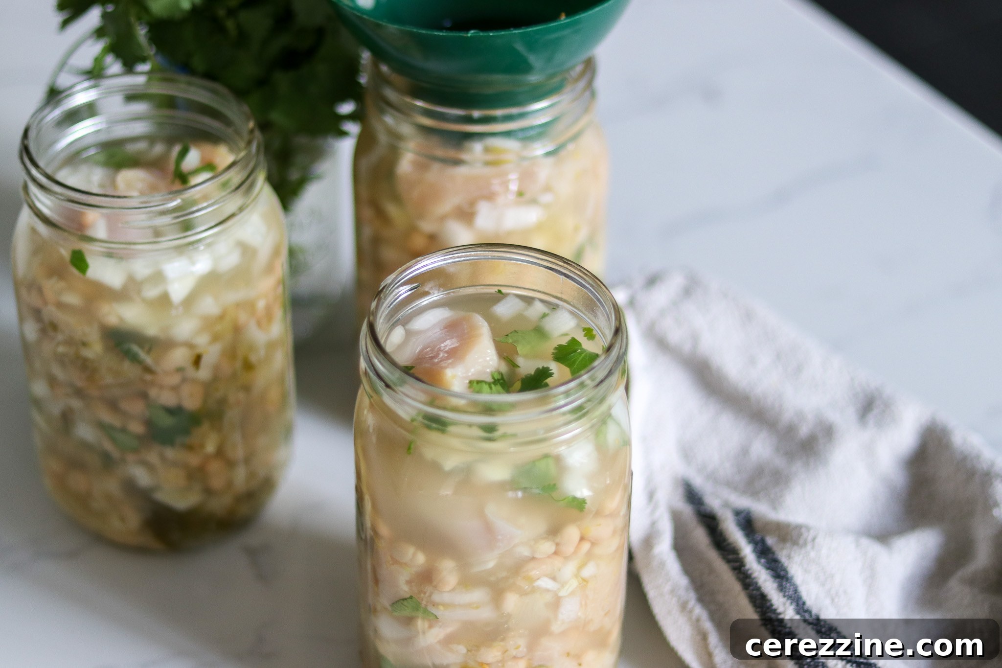 Filling Jars for Chicken Chili Verde