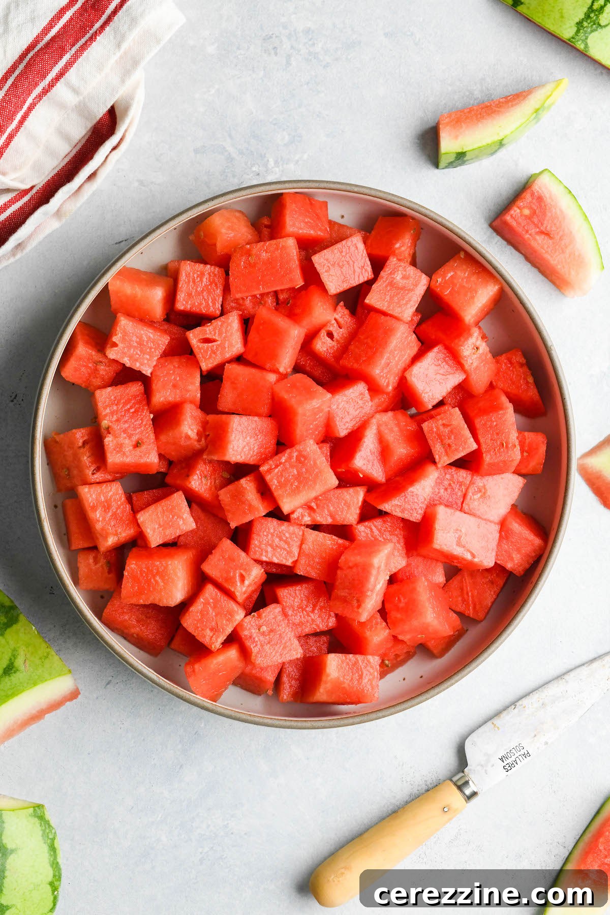 Watermelon chunks ready for juicing