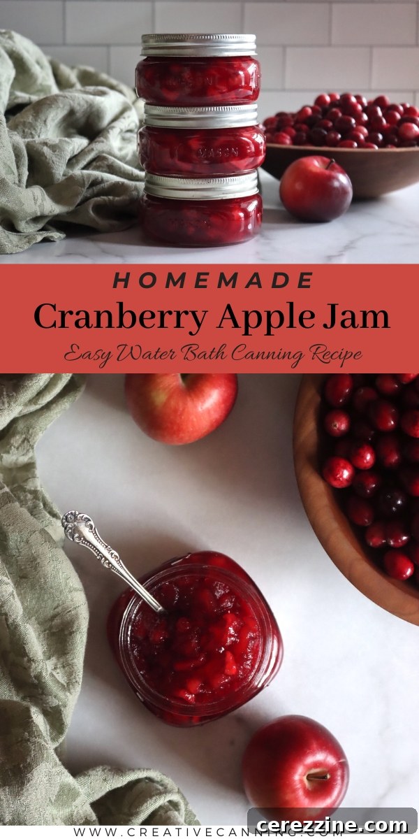 Tart Cranberry Apple Preserve 7 Two jars of homemade Cranberry Apple Jam with fresh cranberries and apples.