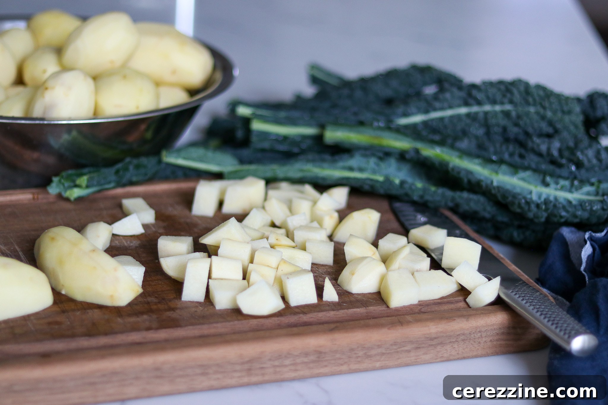 Chopping Potatoes for soup