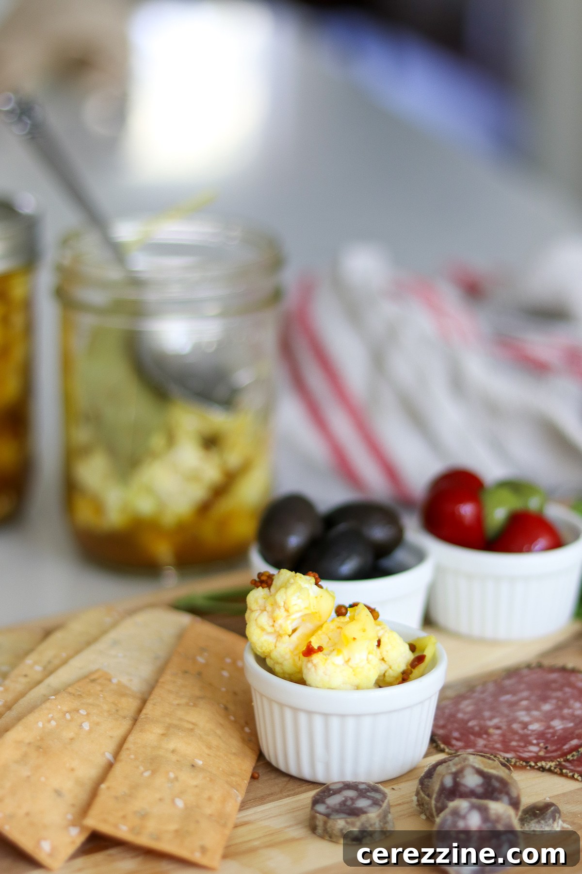 Serving Pickled Curry Cauliflower