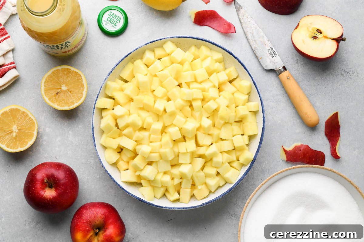 Diced Apples and Sugar for Jam