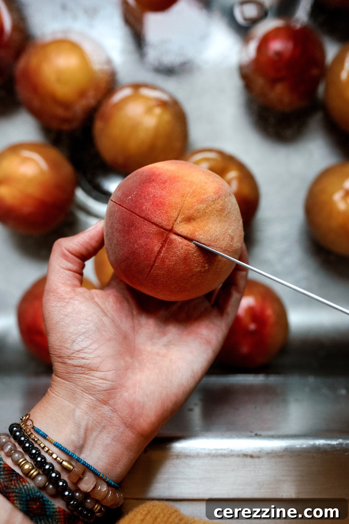 Putting Up Peaches 6 Scoring Peaches Before Peeling