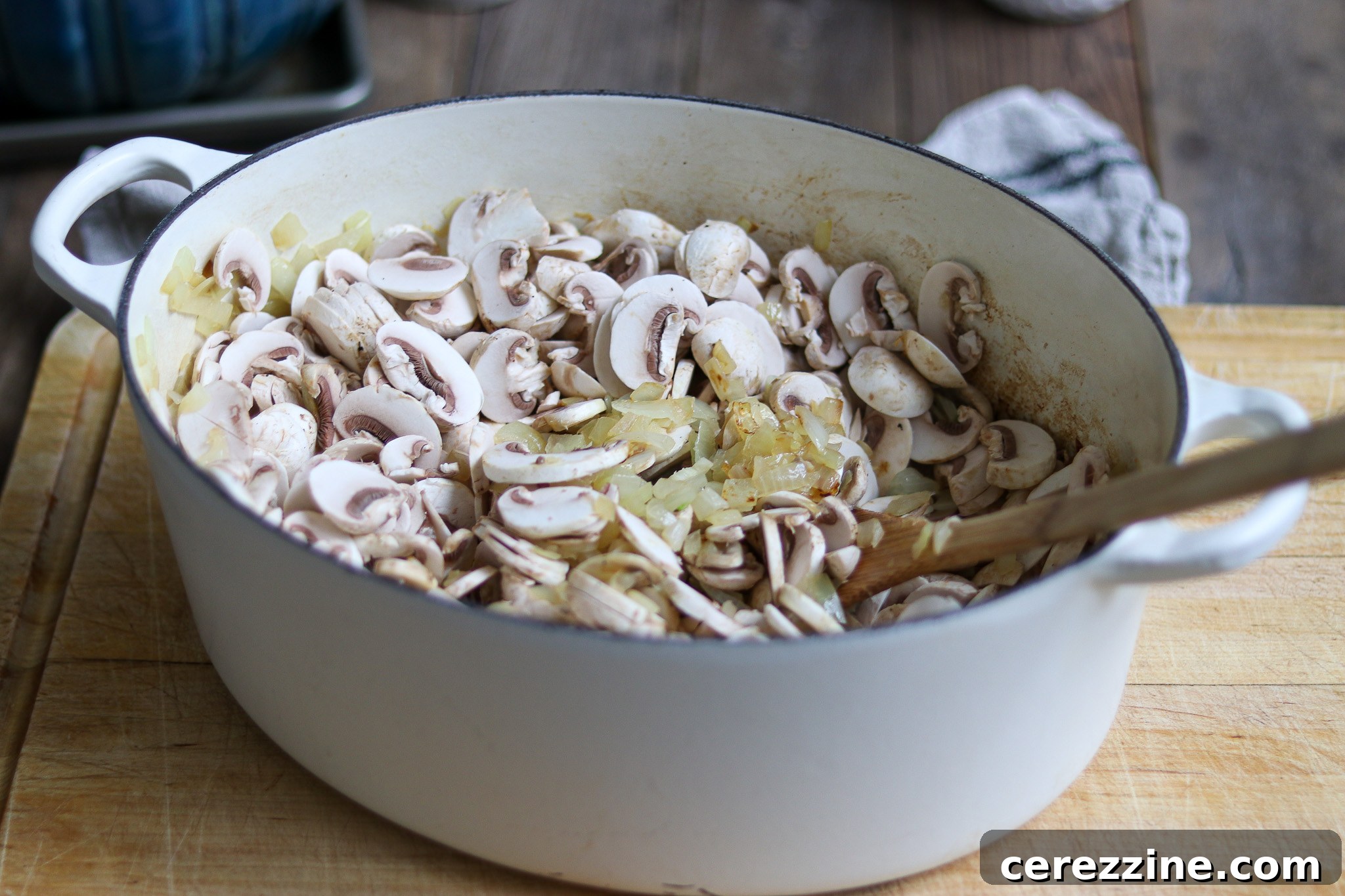 Pantry-Ready Mushroom Soup Base 14 Saute Onions and Mushrooms
