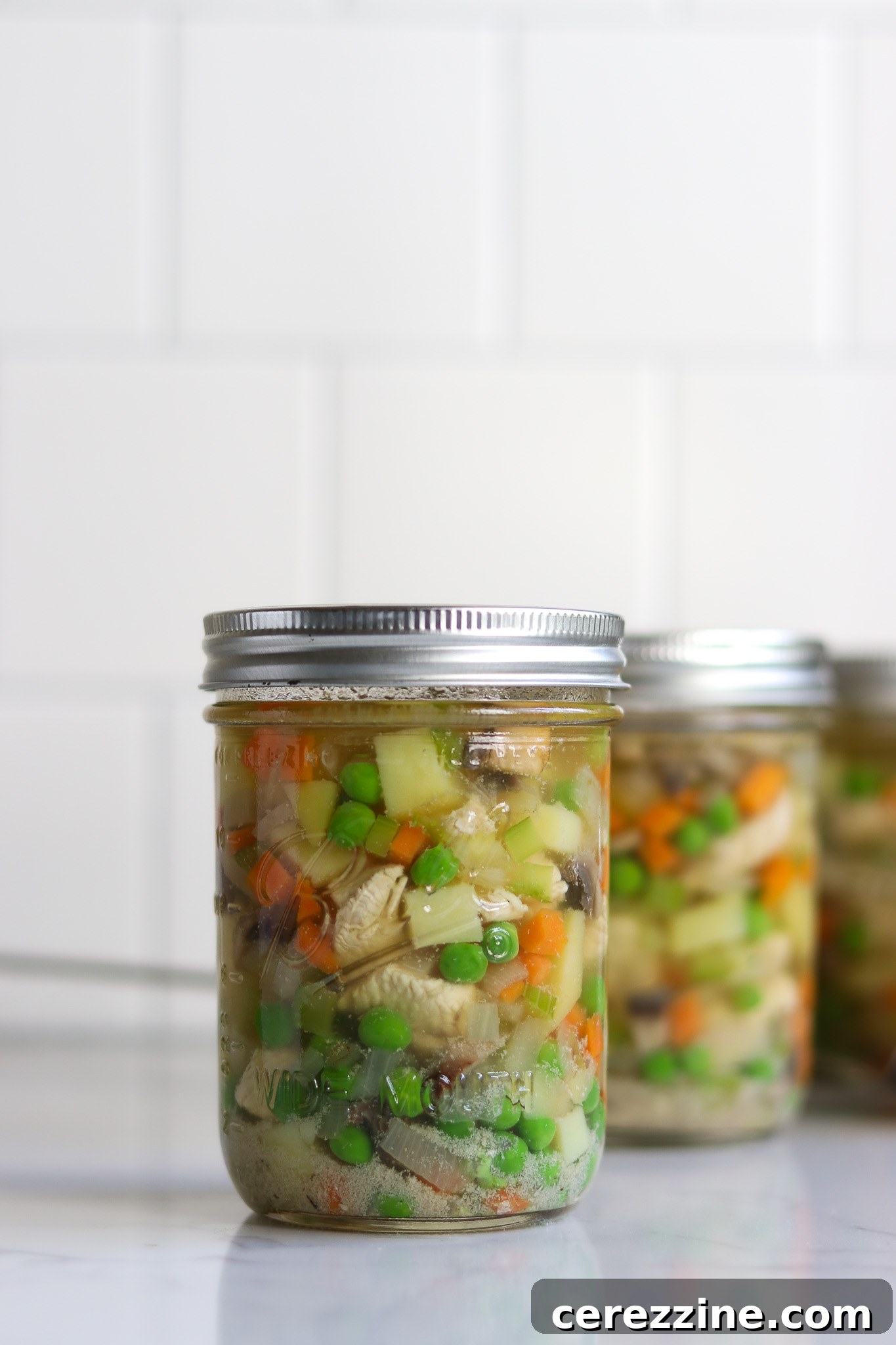 Home Canned Chicken Pot Pie Filling Jar