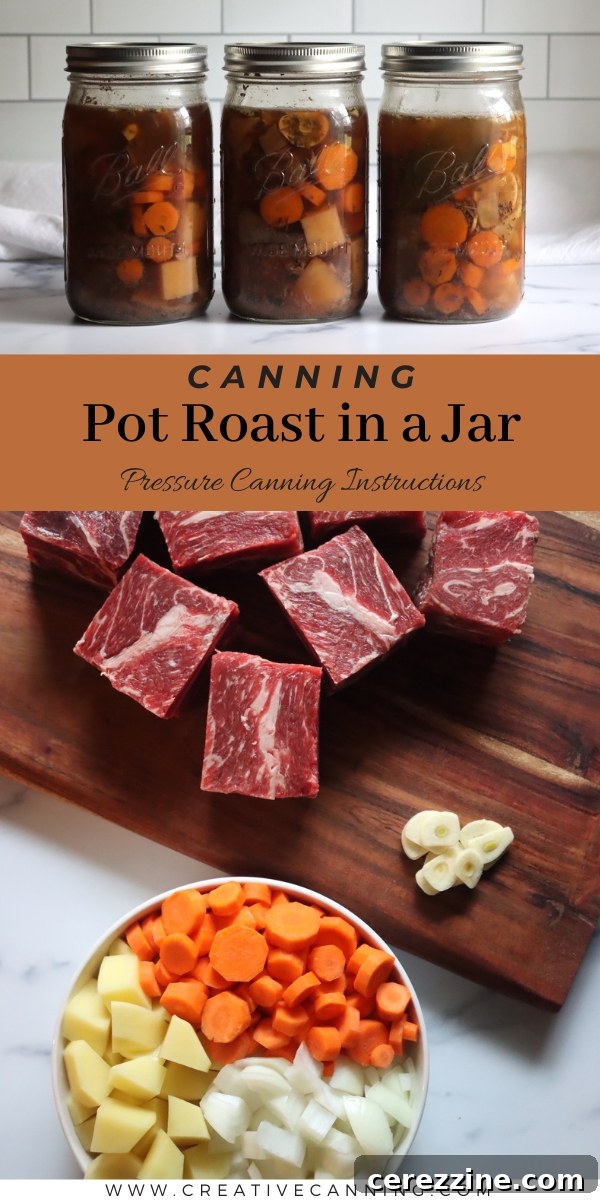 Pot Roast in Jars: A Canning Guide 9 Beautifully stacked jars of home-canned pot roast, ready for pantry storage