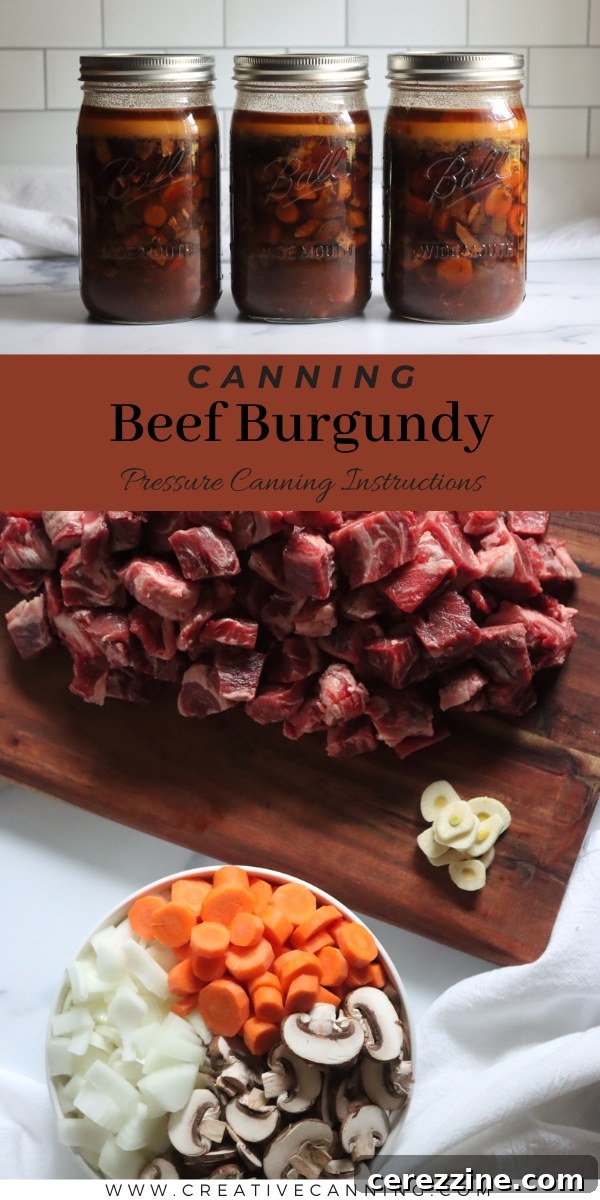 Pressure Canning Beef Burgundy