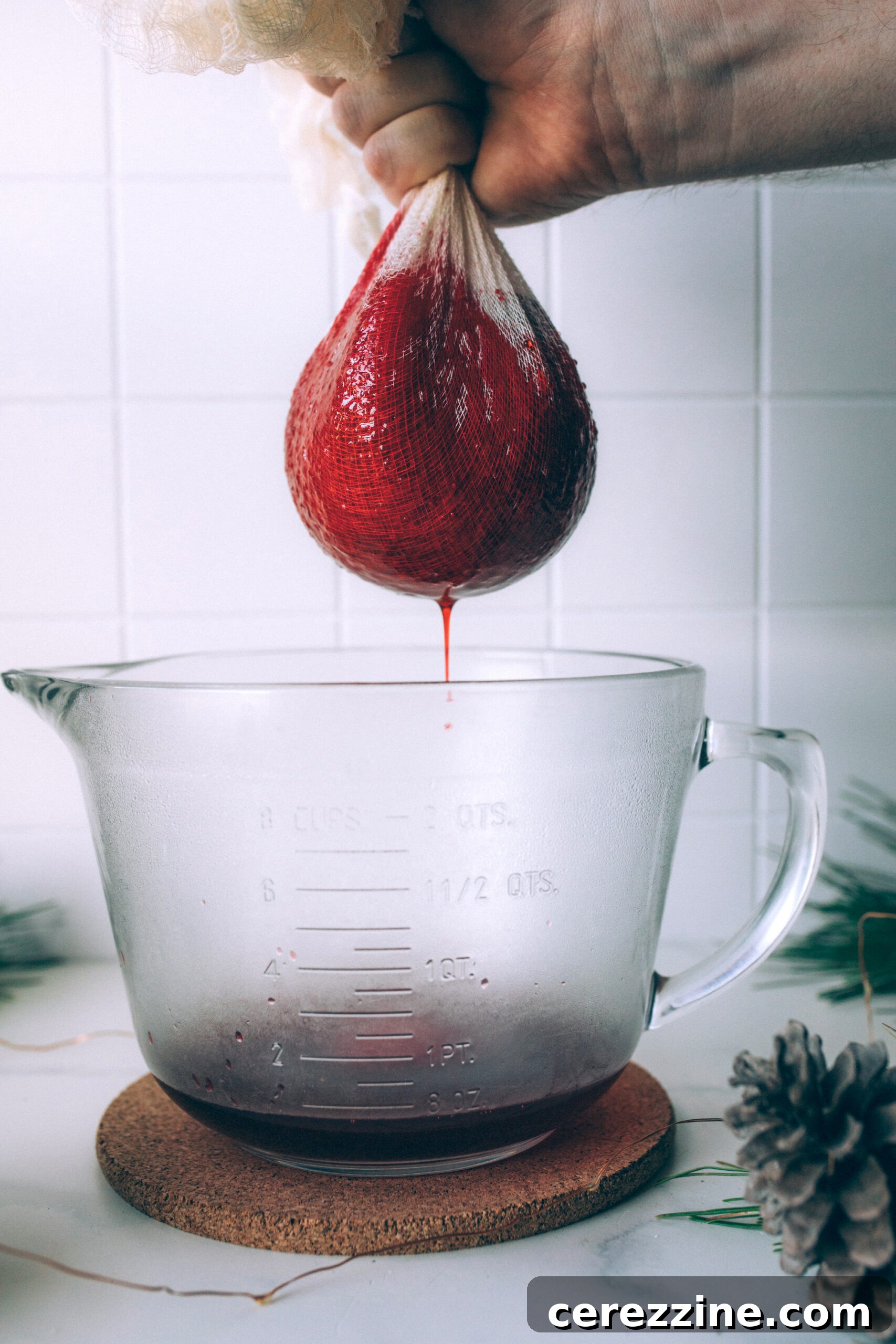 Straining Cranberry Juice for Jelly