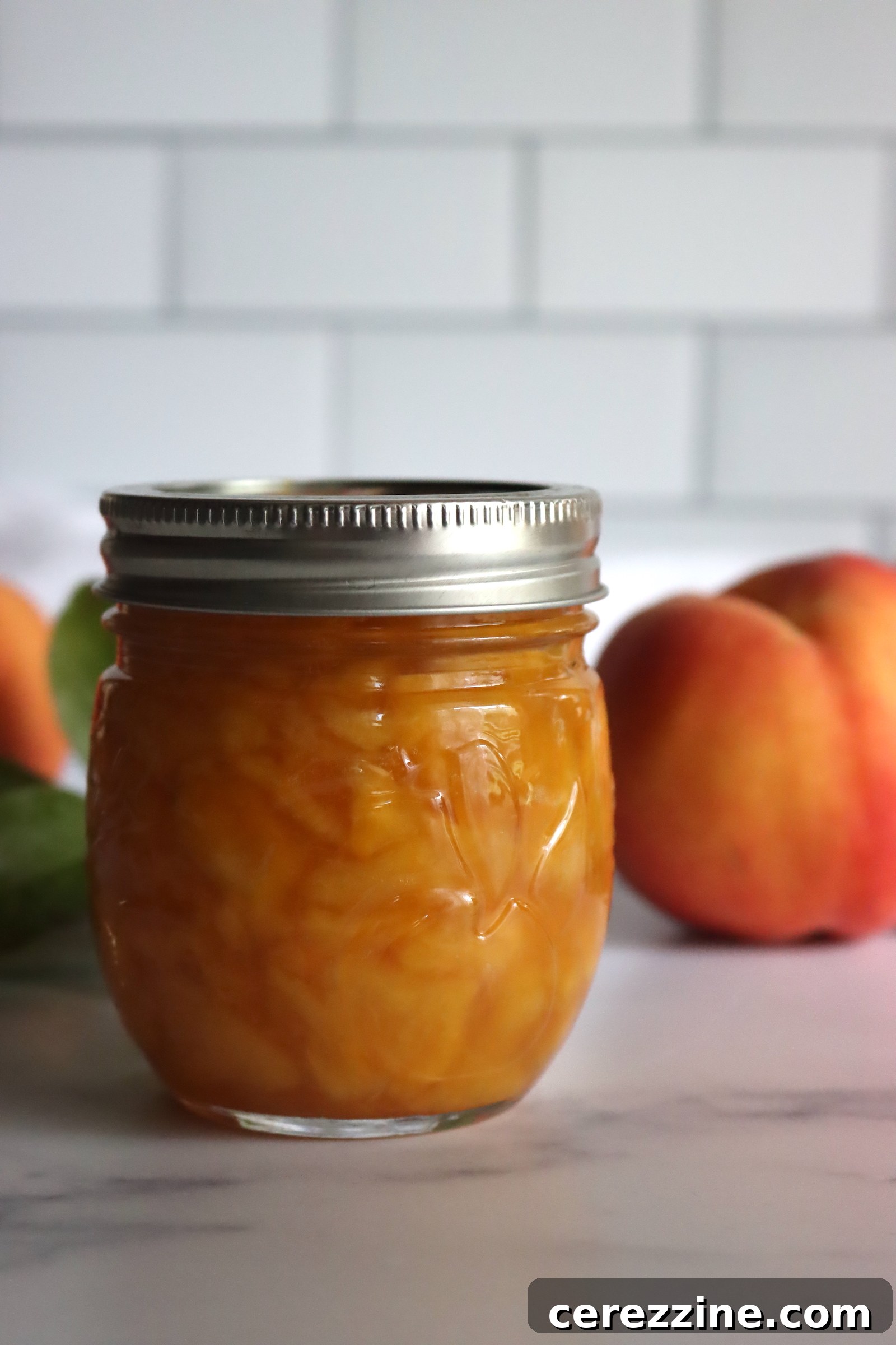 Homemade Peach Jam in jars