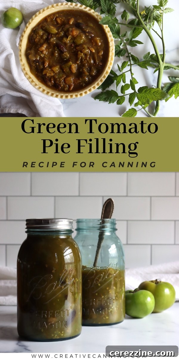 Green Tomato Pie Filling Recipe for Canning - Final image of a slice of green tomato pie.