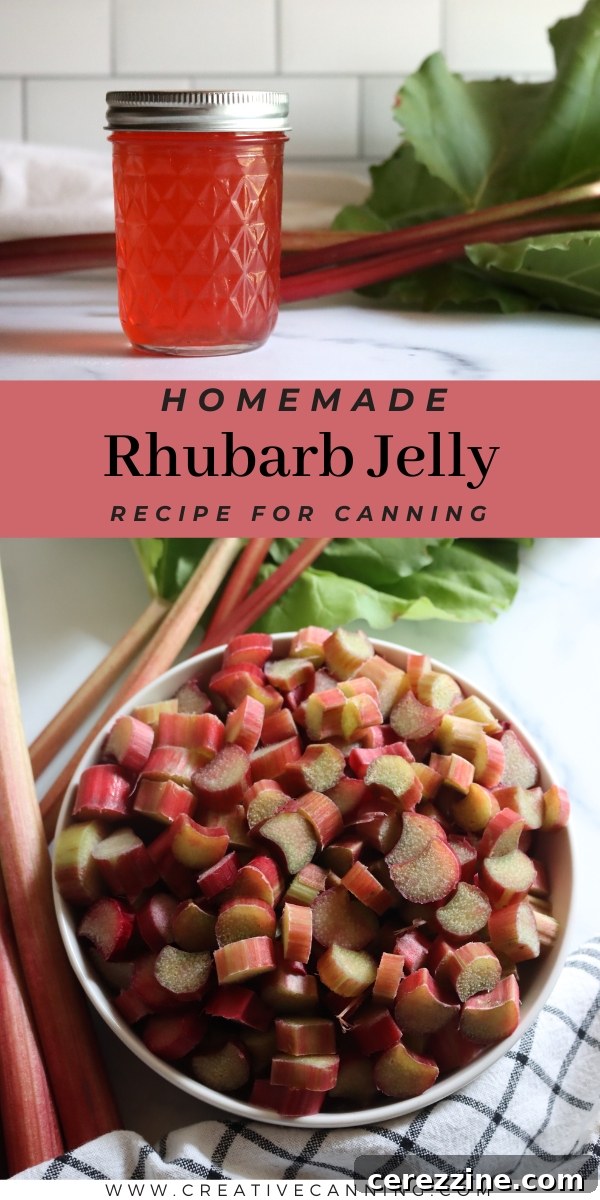 Ruby Rhubarb Jelly 6 Canning Rhubarb Jelly jars being removed from a water bath canner