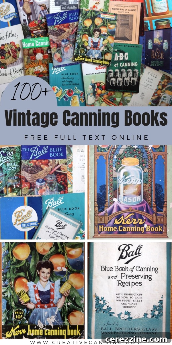 A comprehensive collection of 100 vintage canning books arranged for display.