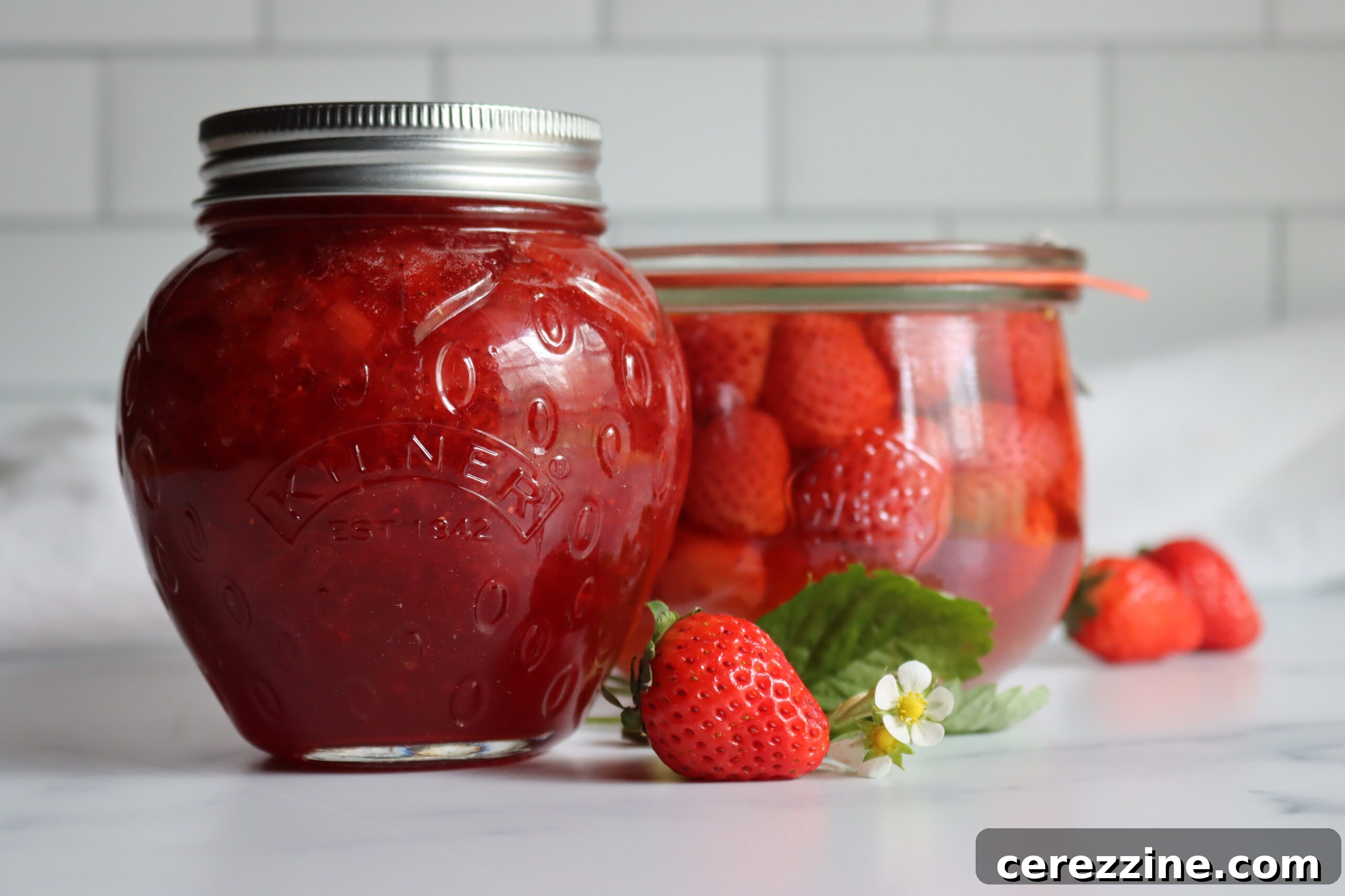 A collection of strawberry canning recipes, including jams and pickled strawberries