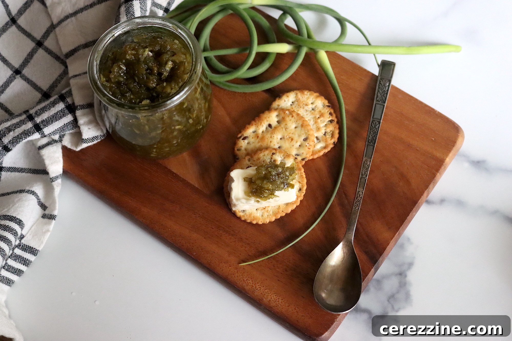 Homemade Garlic Scape Jam in a Jar