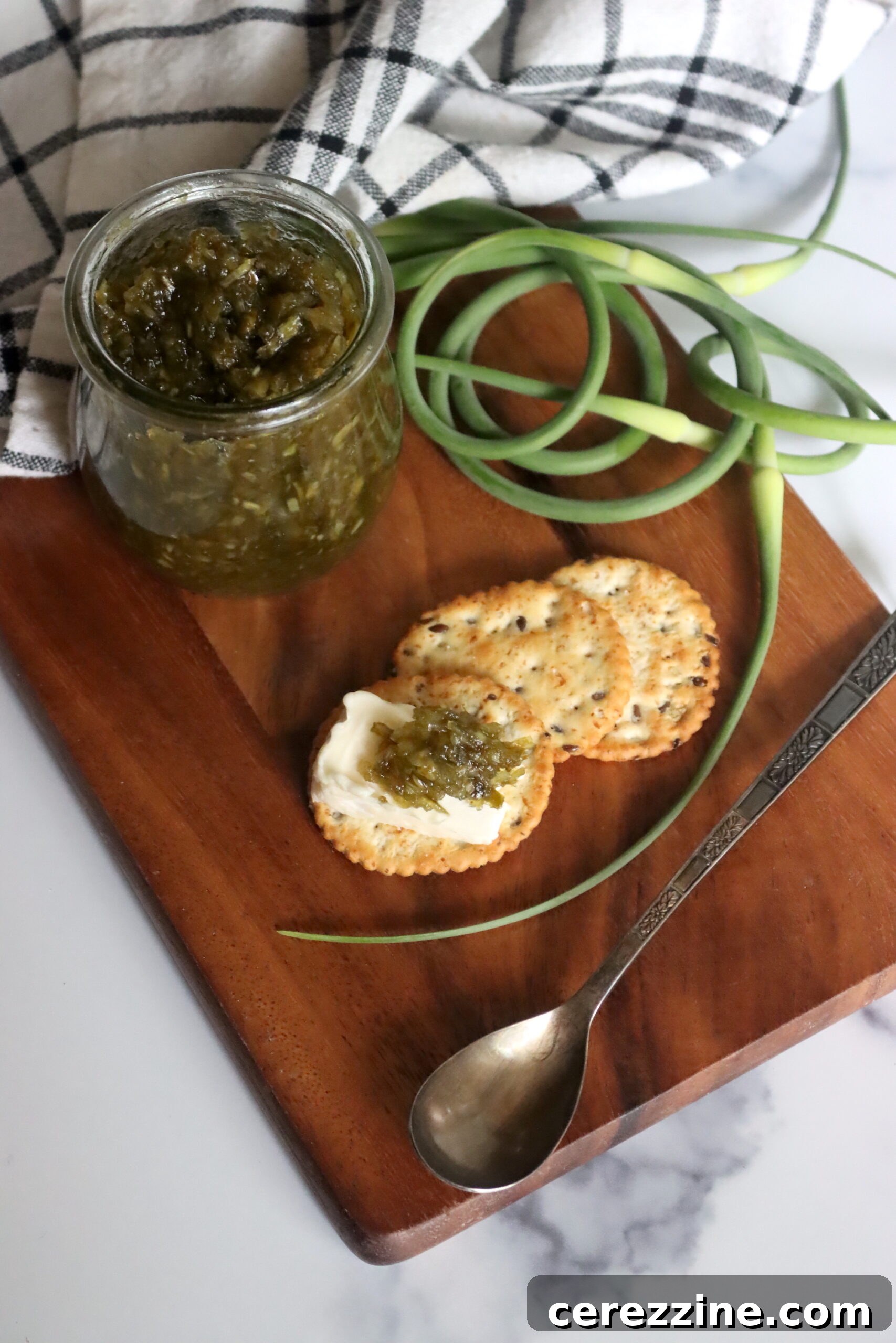 Freshly Made Garlic Scape Jam in a Serving Bowl