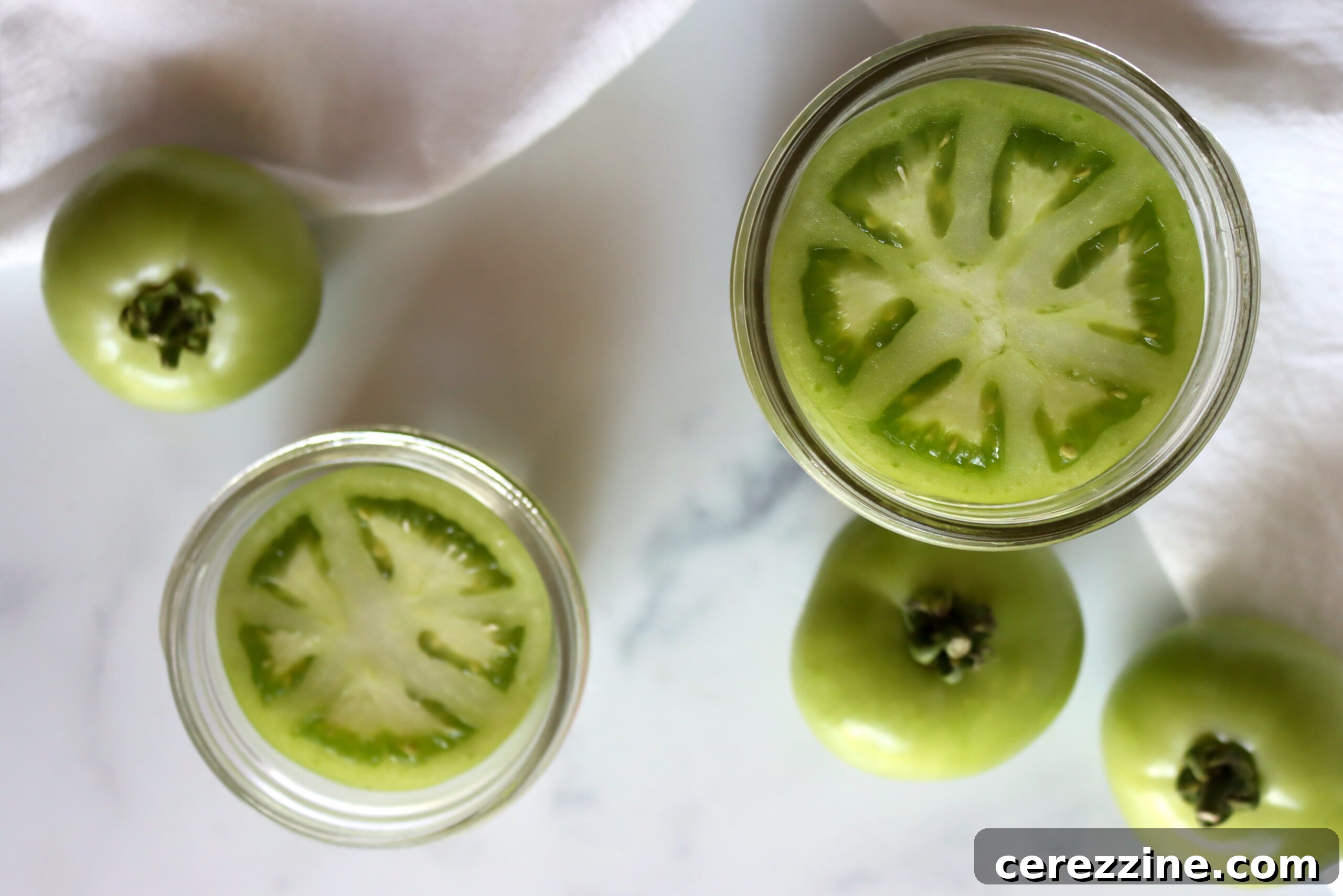 Preserving Tangy Green Tomatoes 5 Jars of Green Tomatoes in a Canner