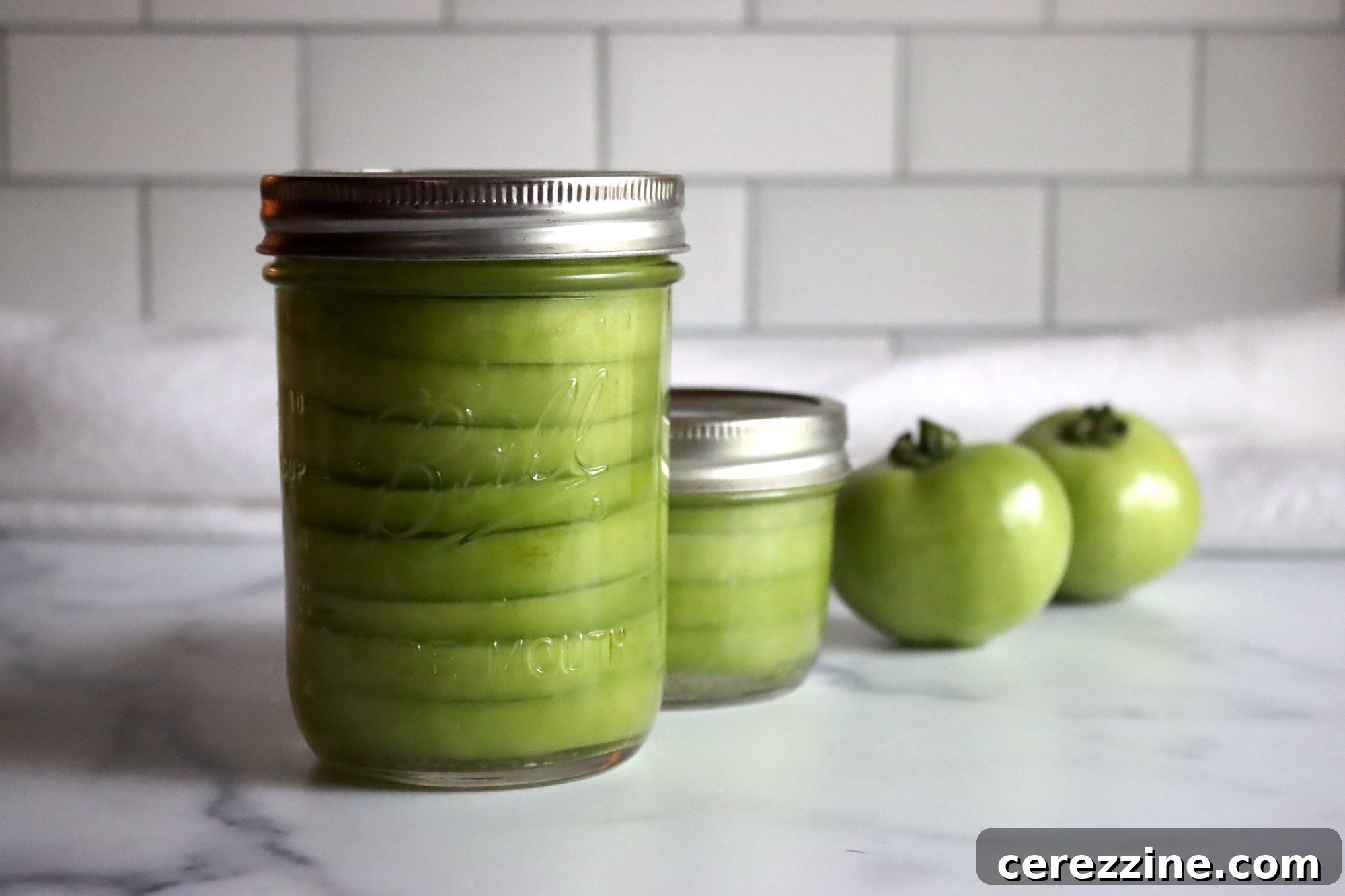 Preserving Tangy Green Tomatoes 6 Canned Green Tomatoes Labeled for Storage