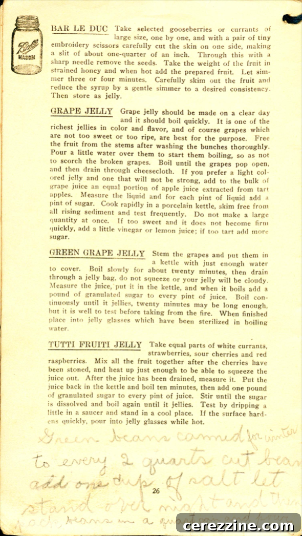 Page 26: Historical instructions for canning various fruits from the Ball Blue Book's first edition.