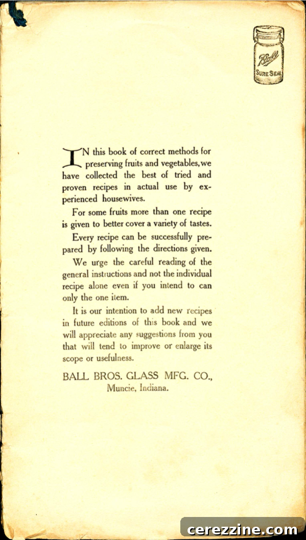 Page 3: Early instructions and general principles of preserving fruit from the 1909 Ball Blue Book.