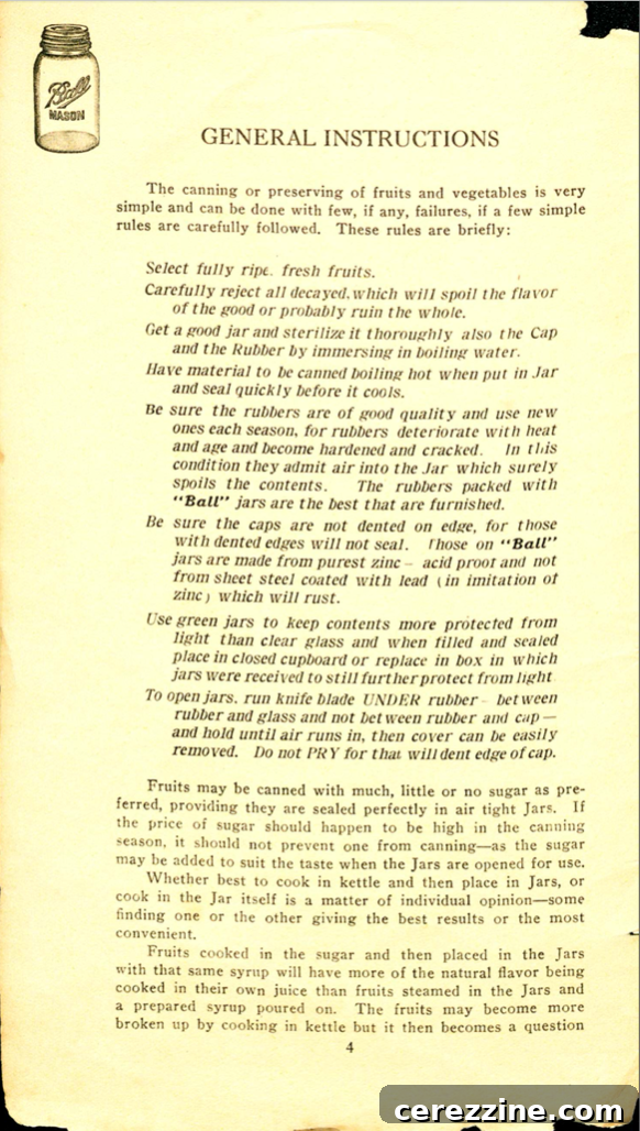 Page 4: Detailed steps for preparing fruits for preservation, vintage style.