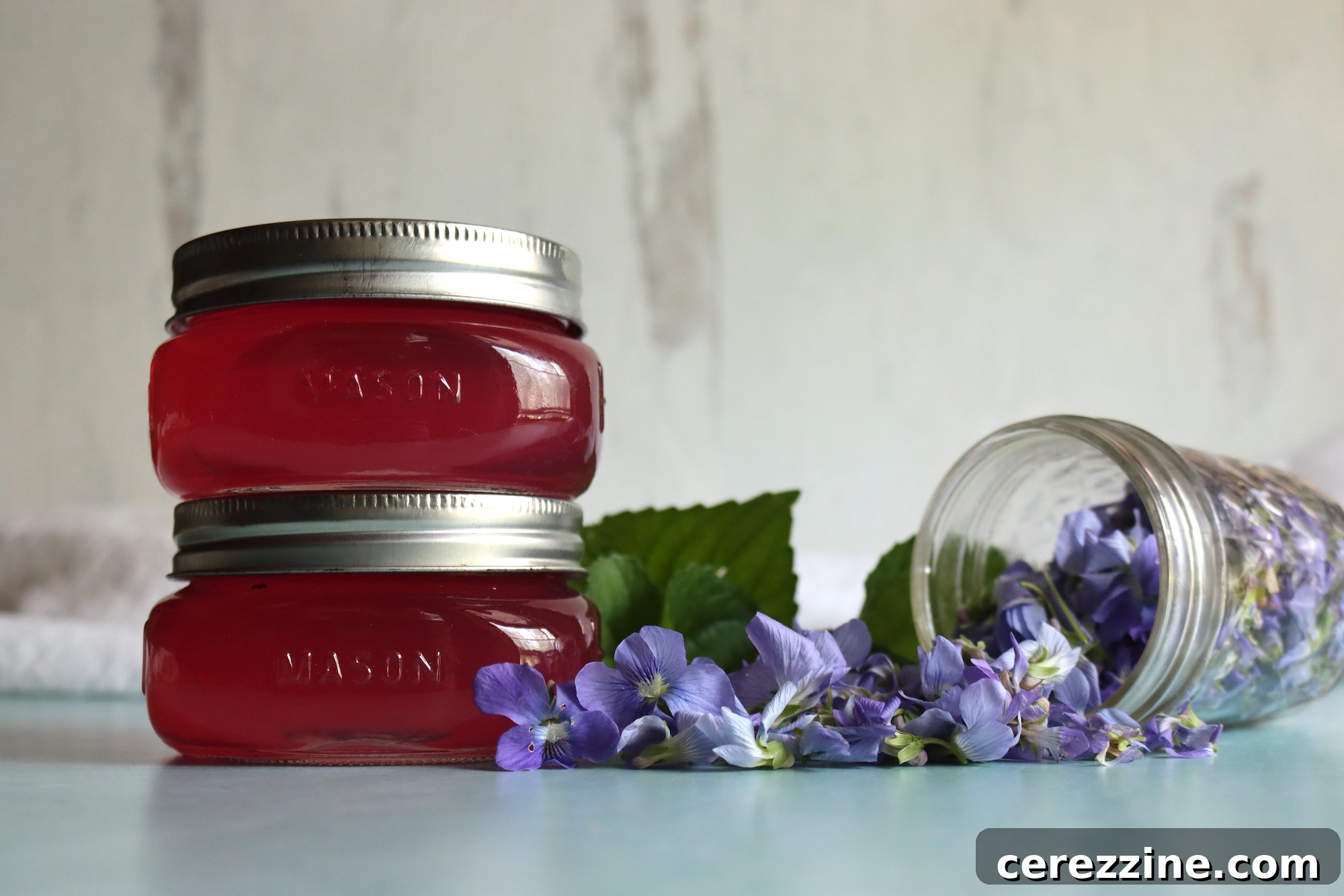 Close-up of Violet Jelly in a Jar