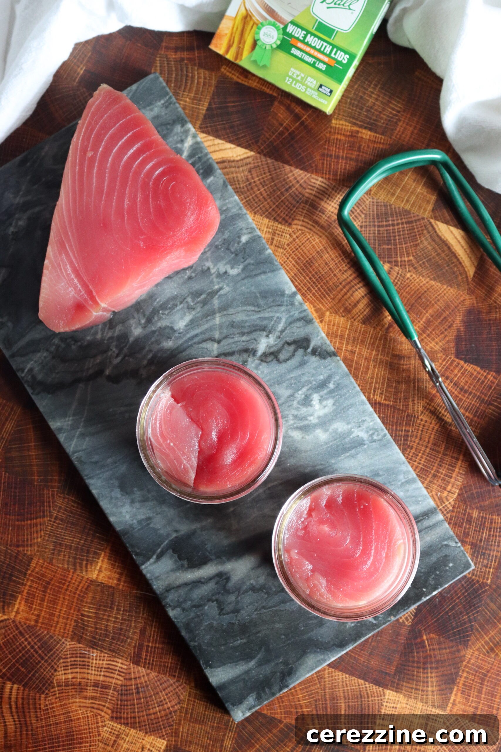 Canning Tuna: Raw Tuna Chunks Ready for Jars