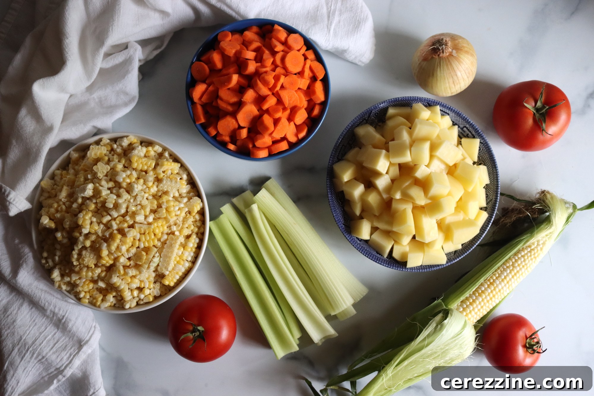 Fresh ingredients for homemade vegetable soup