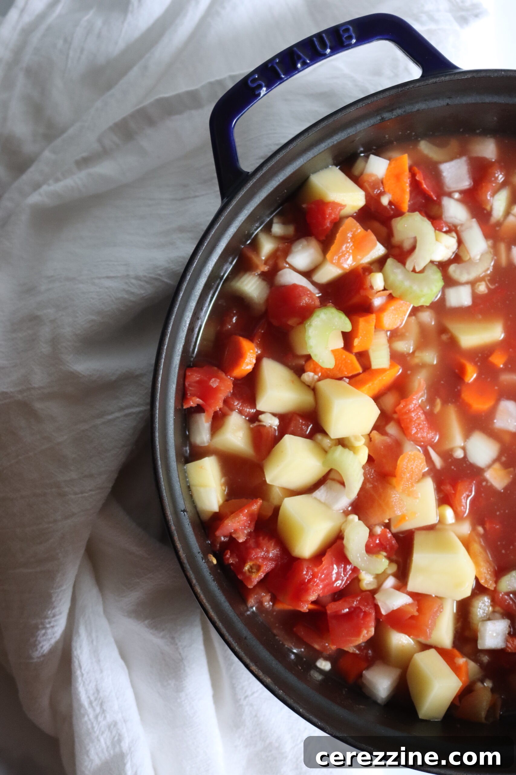 Cooking vegetable soup before canning
