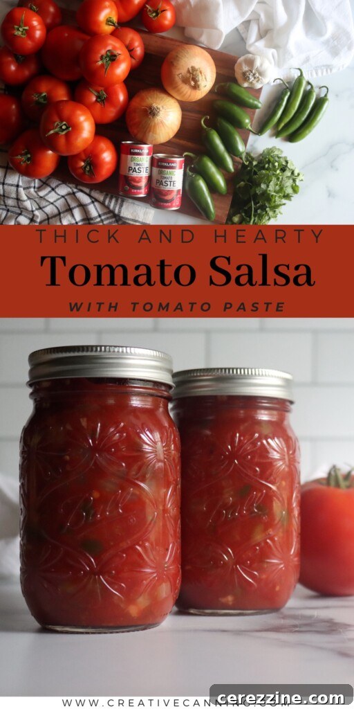 Assortment of canned salsas, including the Tomato Salsa with Tomato Paste, showcasing a bountiful pantry.