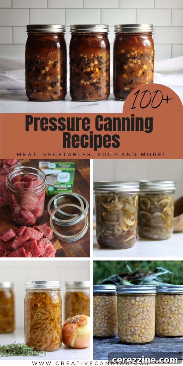 Collection of Pressure Canning Recipes in jars