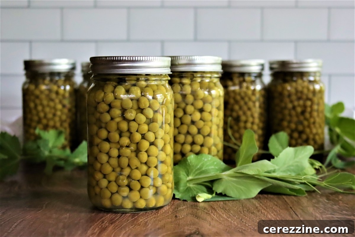 Pressure Canning Peas in glass jars