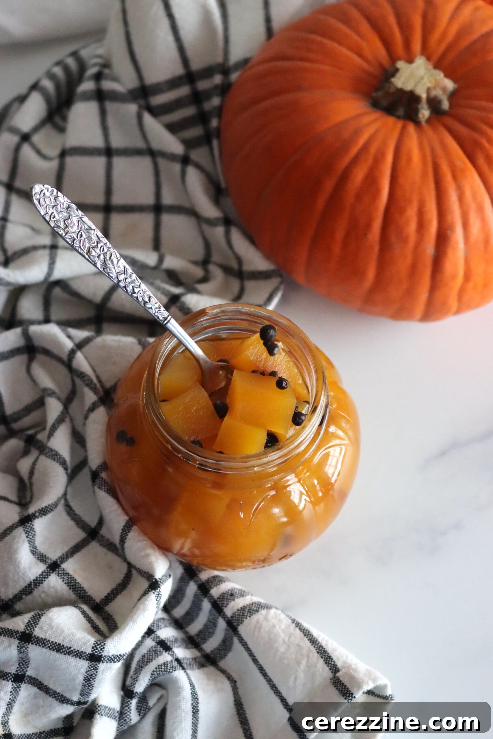 Pickled Pumpkin in Jar with Spoon