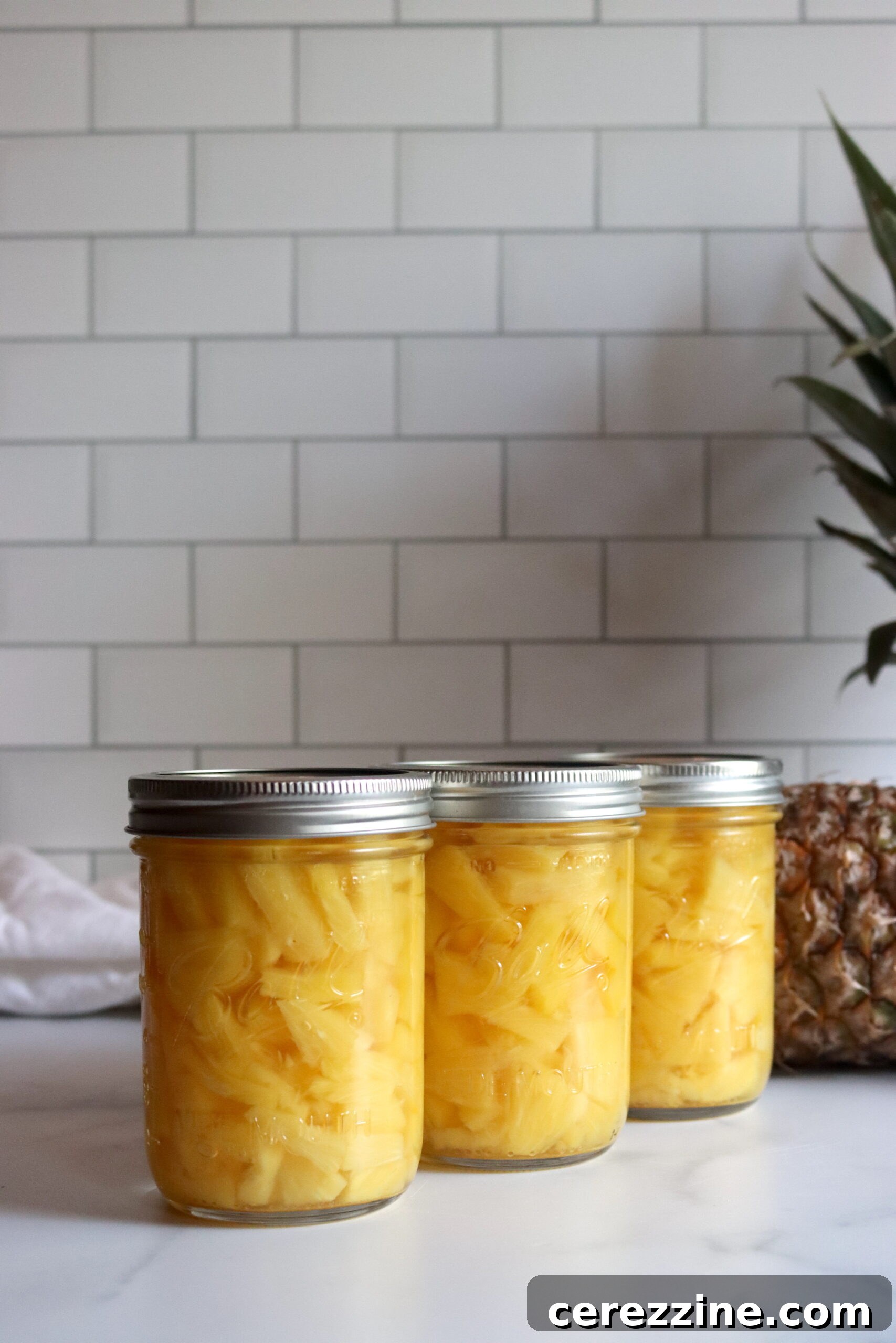 Finished Jars of Canned Pineapple
