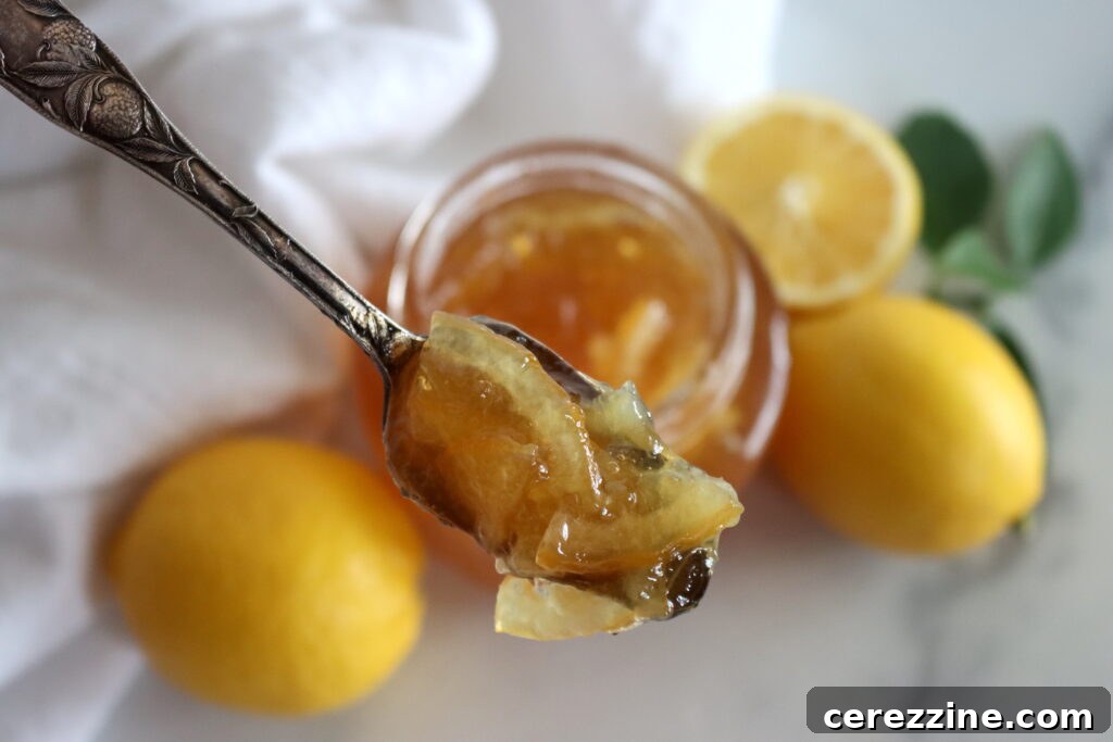Lemon marmalade boiling in a preserving pan